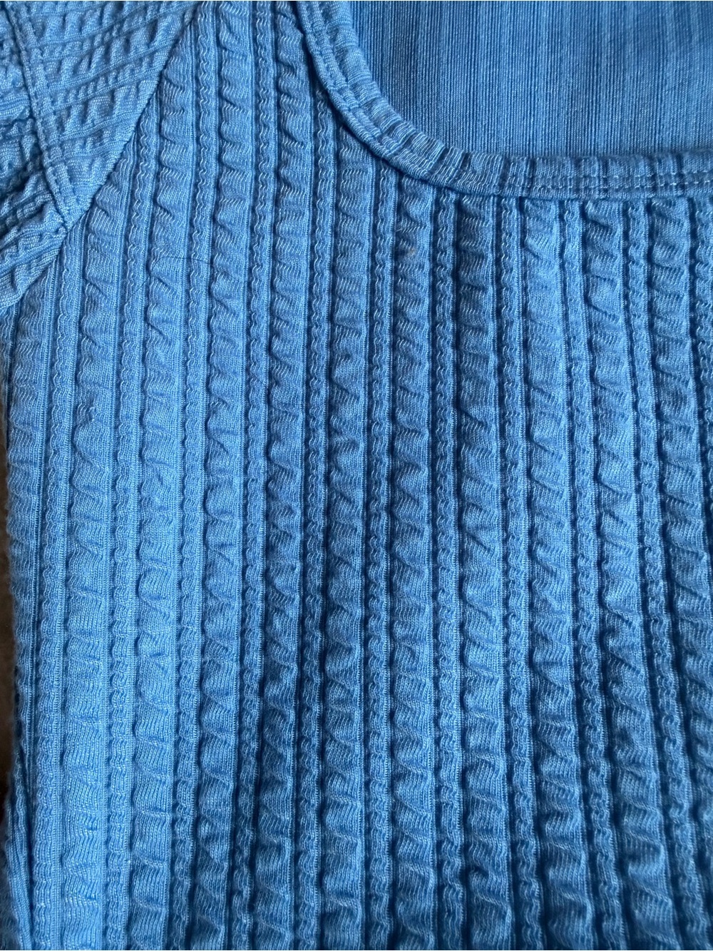 Altar'd State Blue Ribbed Square-Neck Ruffle Crop Top - Picture 3 of 5